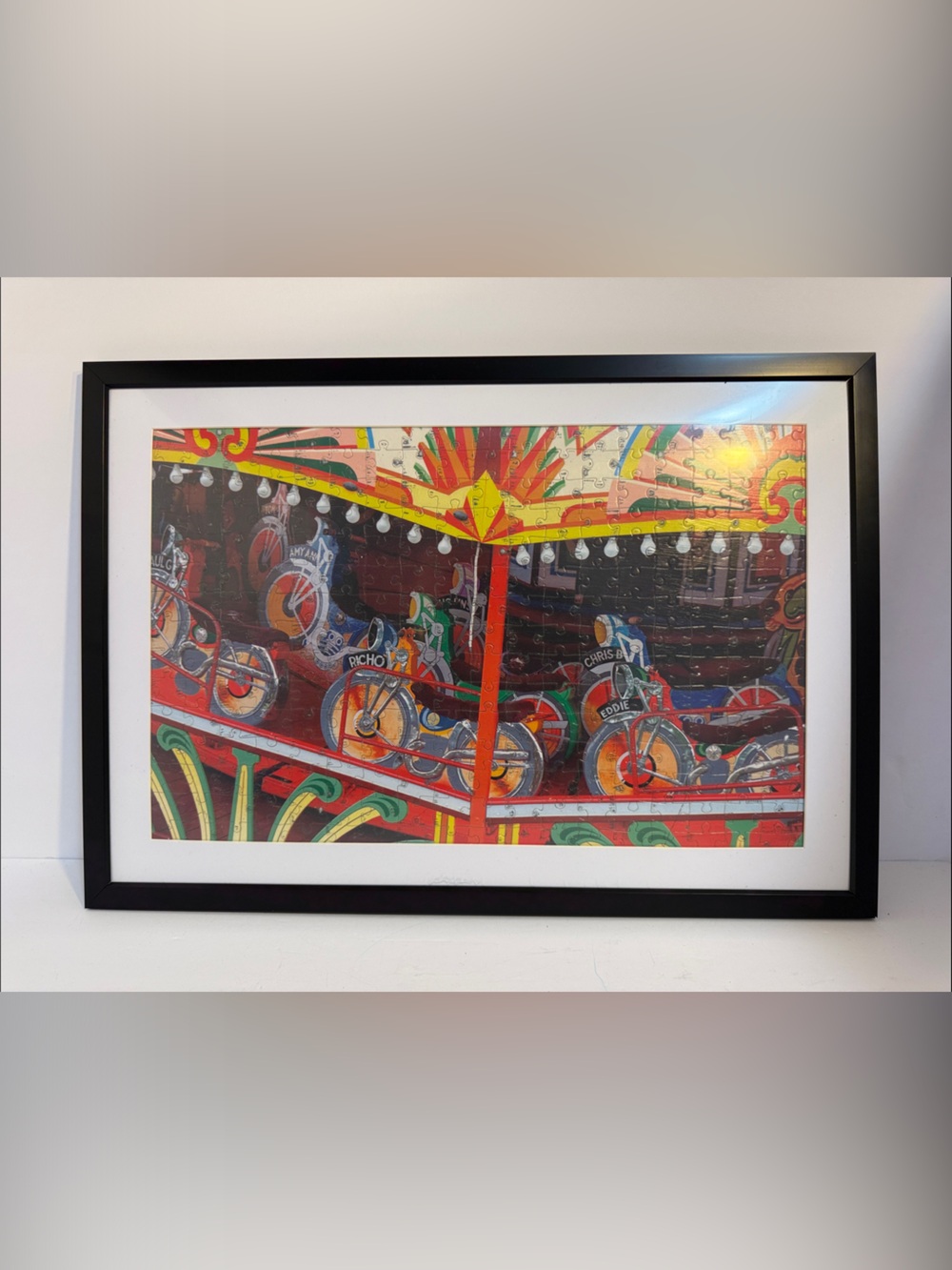 Framed Puzzle Carnival Ride Art Print - Multi-Color